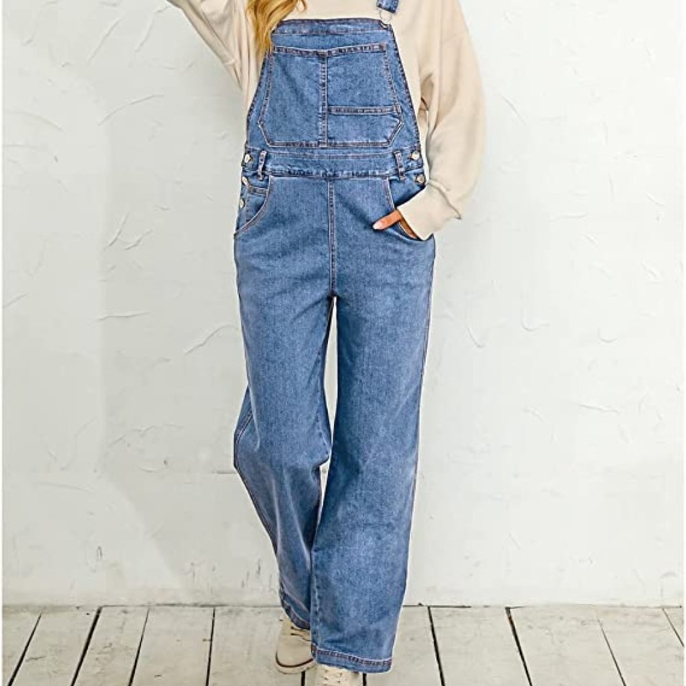 Women's Casual Vintage Overalls Loose Straight Denim